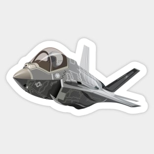 Cartoon Military Stealth Jet Fighter Plane Sticker